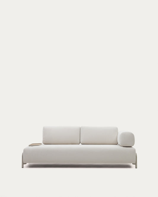 Compo 3-seater beige chenille sofa, small tray oak veneer and beige metal structure 232cm FSC Mix Credit