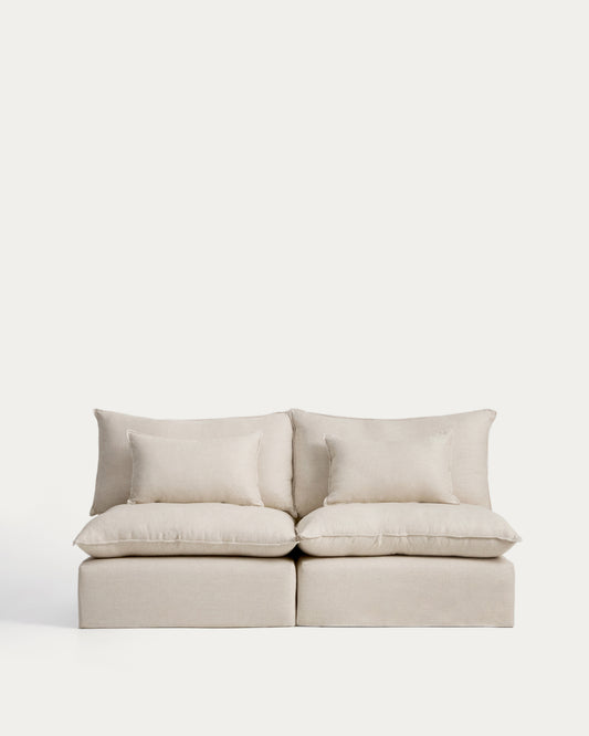 Anarela beige linen and viscose 3-seater modular sofa with removable cover 220cm FSC Mix Credit