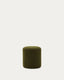 Kaeli footrest with removable cover in green bouclé Ø 43 cm
