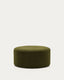 Kaeli footrest with removable cover in green bouclé Ø 90 cm