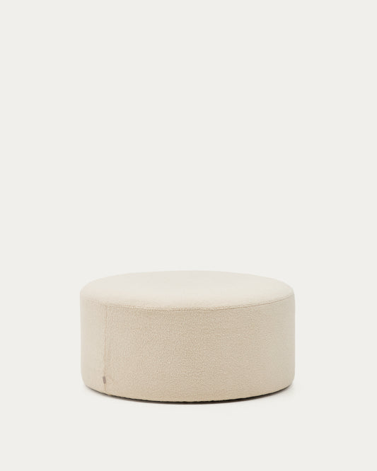 Kaeli footrest with removable cover in ecru bouclé Ø 90 cm