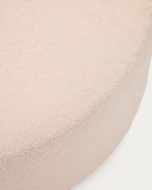 Kaeli footrest with removable cover in pink bouclé Ø 90 cm