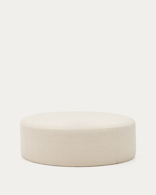 Kaeli footrest with removable cover in ecru bouclé Ø 120 cm