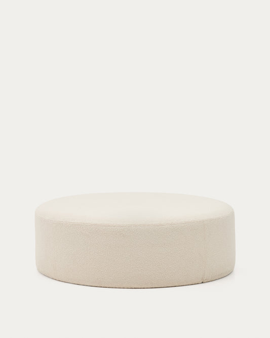 Kaeli footrest with removable cover in ecru bouclé Ø 120 cm