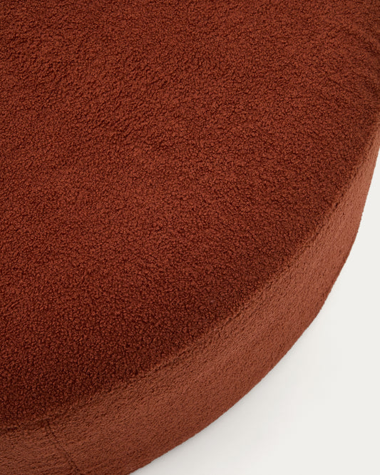 Kaeli footrest with removable cover in terracotta bouclé Ø 120 cm