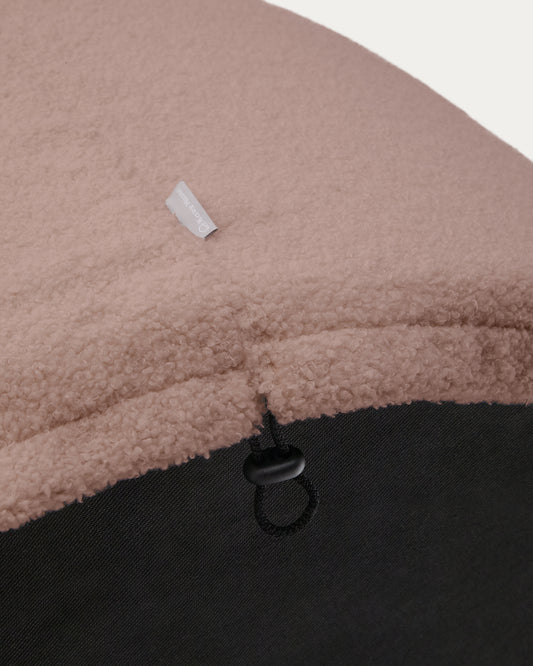 Kaeli footrest cover in pink bouclé Ø 120 cm