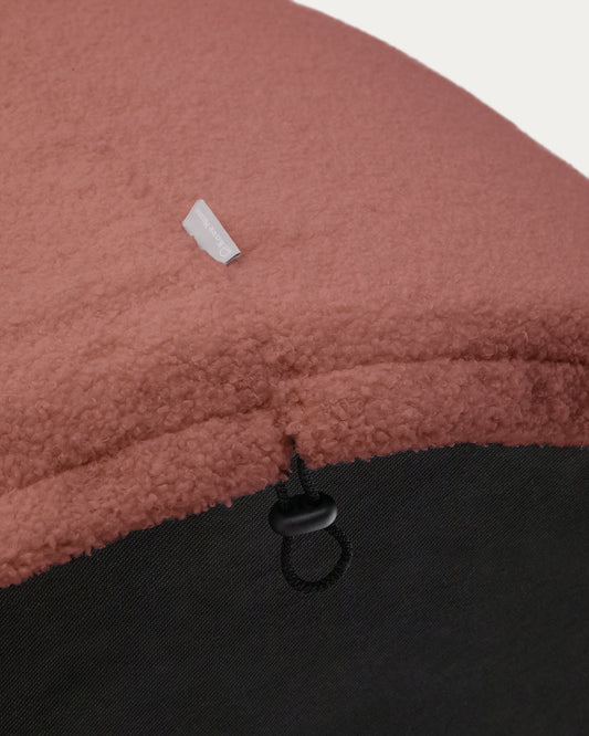 Kaeli footrest cover in terracotta bouclé Ø 43 cm