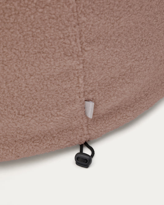 Kaeli footrest cover in pink bouclé Ø 60 cm