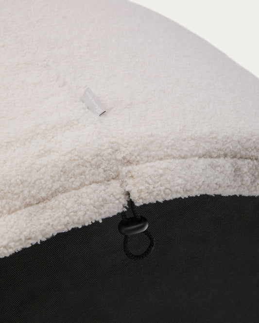 Kaeli footrest cover in ecru bouclé Ø 90 cm