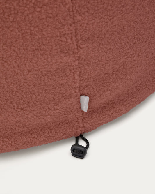 Kaeli footrest cover in terracotta bouclé Ø 90 cm
