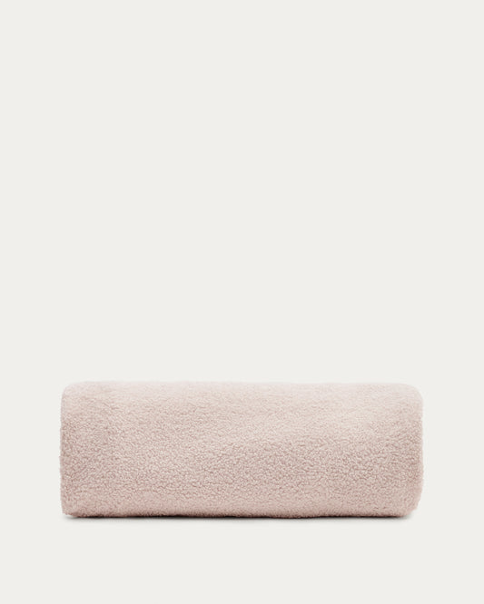 Kaeli footrest cover in pink bouclé Ø 90 cm