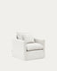 Nora armchair with removable cover with linen and cotton cushion in ecru 92cm