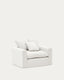 Nora armchair with removable cover with linen and cotton cushion in ecru 140cm
