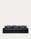 Nora 4-seater sofa with removable cover with linen and cotton cushions in anthracite grey 340cm