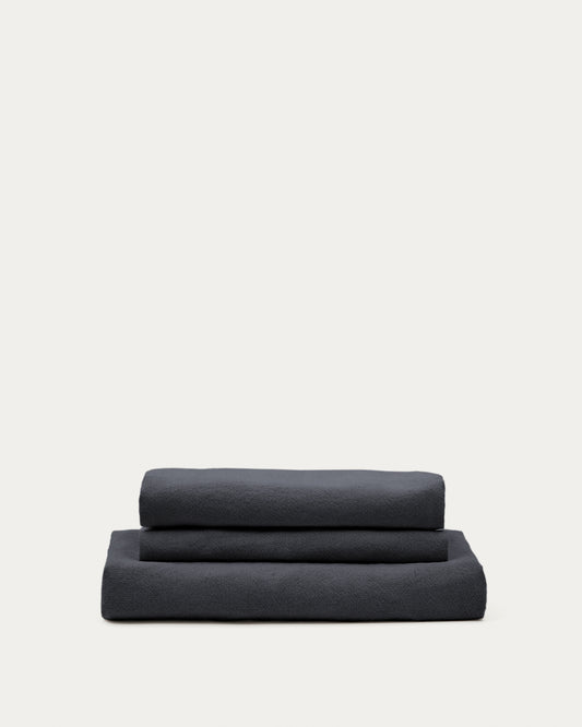 Nora armchair cover in anthracite grey linen and cotton 92cm