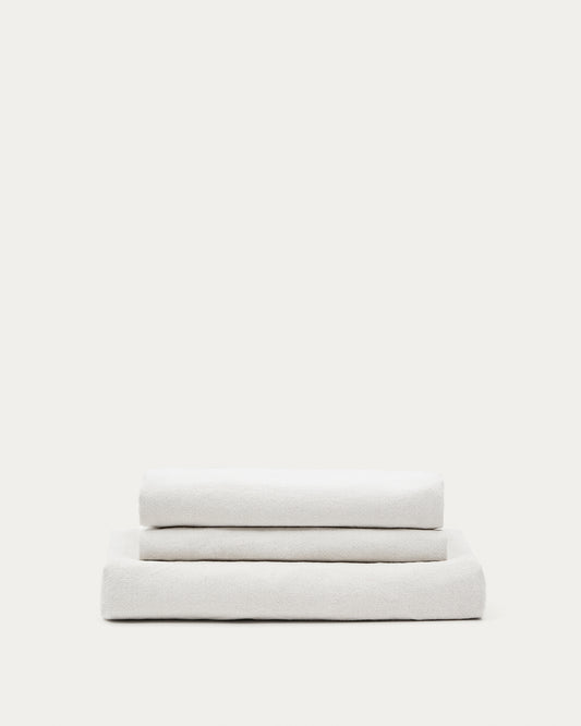 Nora armchair cover in ecru linen and cotton 92cm