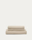 Nora armchair cover in taupe linen and cotton 92cm