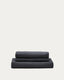 Nora armchair cover in anthracite grey linen and cotton 140cm