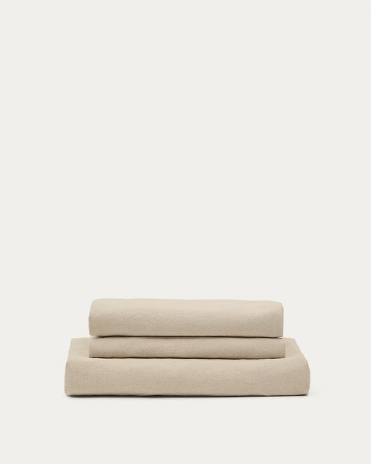 Nora 3-seater sofa cover in taupe linen and cotton