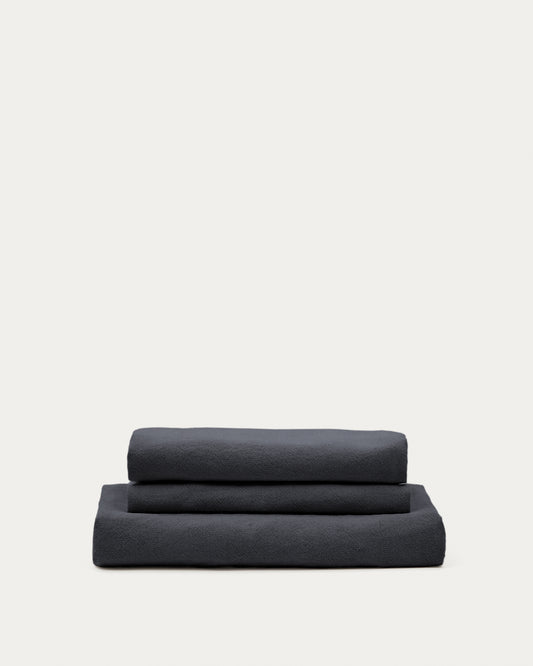 Nora 4-seater sofa cover in anthracite grey linen and cotton
