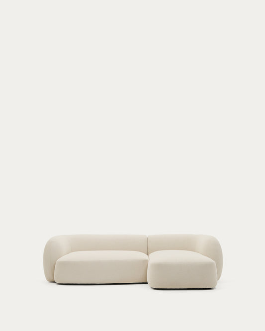 Martina ecru chenille 3-seater modular sofa with right chaise longue 287cm