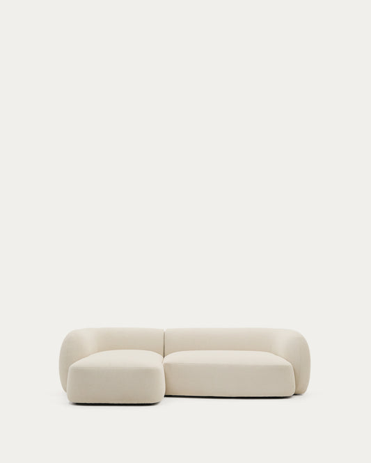 Martina ecru chenille 3-seater modular sofa with left chaise longue 287cm