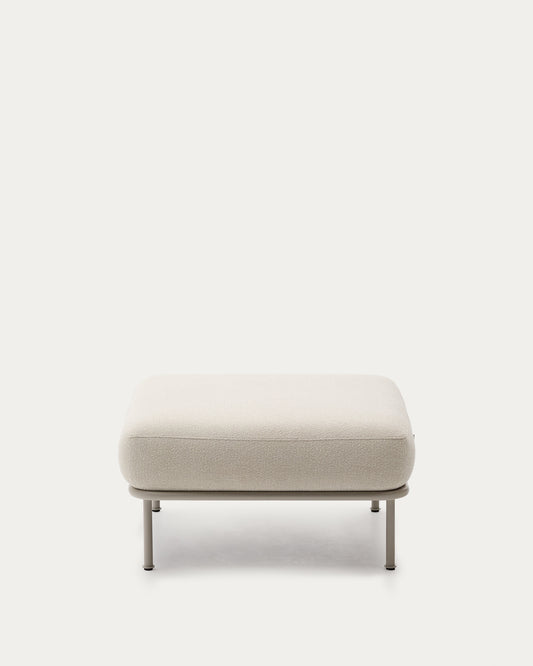 Aurum ecru chenille footrest with matte beige metal base 85 x 85cm FSC Mix Credit