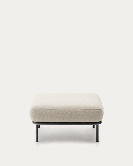 Aurum ecru chenille footrest with matte grey metal base 85 x 85cm FSC Mix Credit
