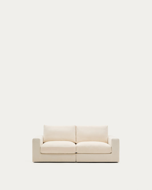 Alea ecru chenille 3-seater modular sofa with removable cover 220cm