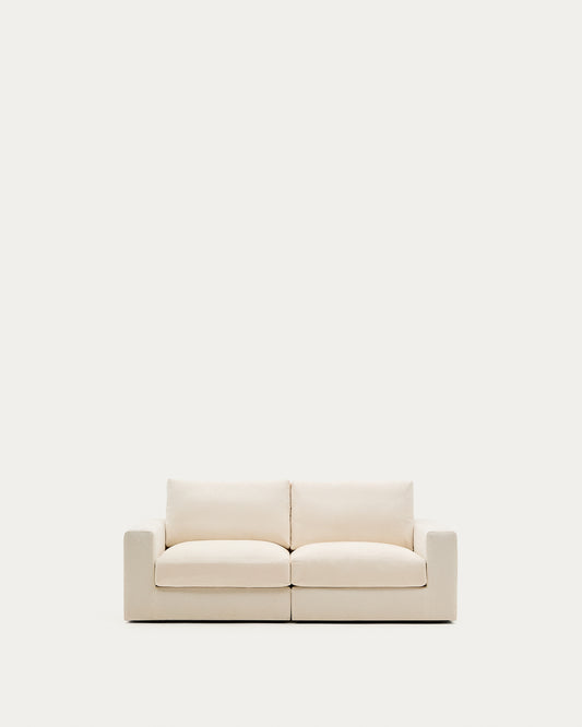 Alea ecru chenille 3-seater modular sofa with removable cover 220cm