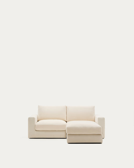 Alea ecru chenille 3-seater modular sofa with right chaise longue and removable cover 220cm
