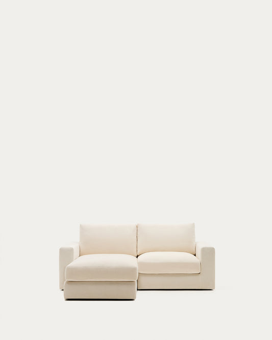 Alea ecru chenille 3-seater modular sofa with left chaise longue and removable cover 220cm