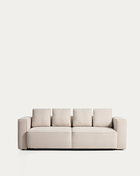 Marela beige chenille 3-seater sofa bed 236cm FSC Mix Credit
