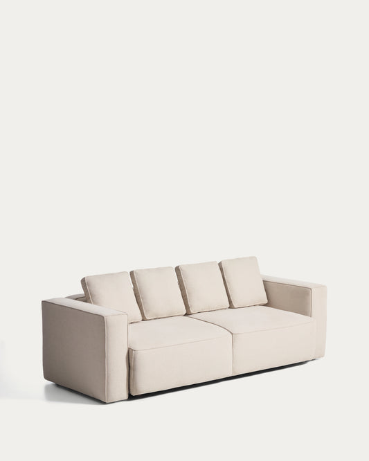 Marela beige chenille 3-seater sofa bed 236cm FSC Mix Credit