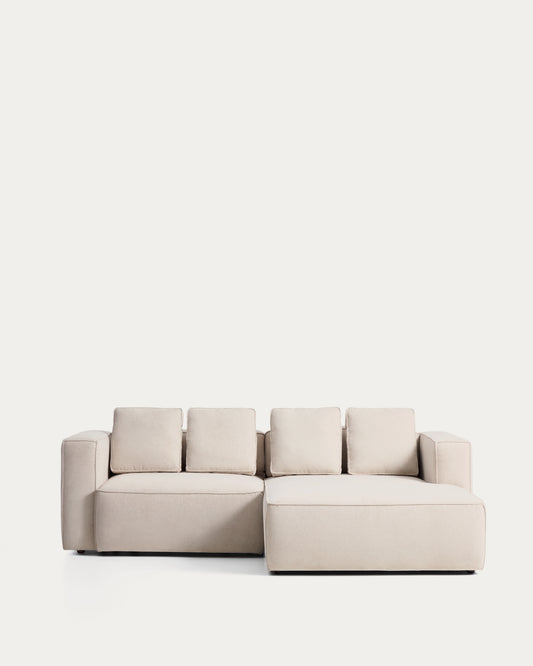 Marela beige chenille 3-seater sofa bed with right chaise longue 236cm FSC Mix Credit