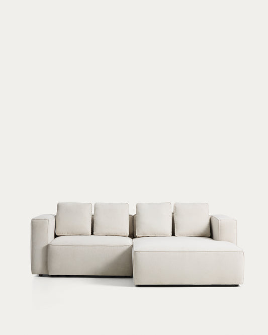 Marela beige chenille 3-seater sofa bed with right chaise longue 236cm FSC Mix Credit
