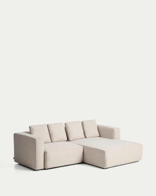 Marela beige chenille 3-seater sofa bed with right chaise longue 236cm FSC Mix Credit