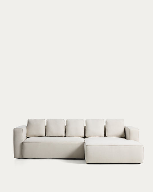 Marela beige chenille 3-seater sofa bed with right chaise longue 276cm FSC Mix Credit