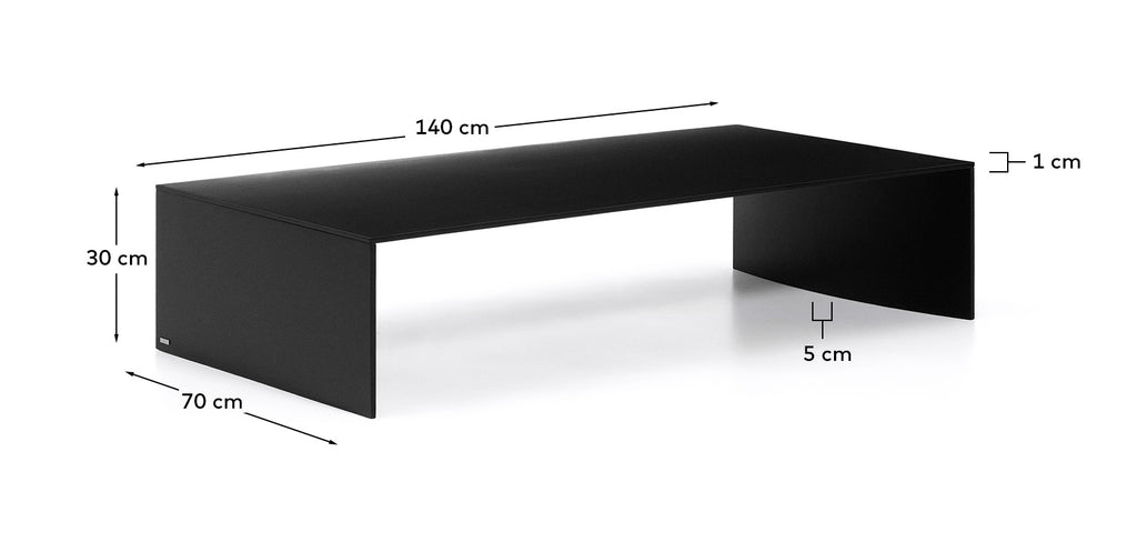 Litto black, lacquered MDF coffee table, 140 x 70 cm