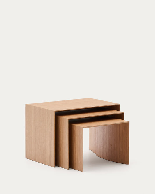 Litto set of 3 oak veneer nesting tables FSC Mix Credit 60 x 40 / 51 x 36 / 42 x 31 cm