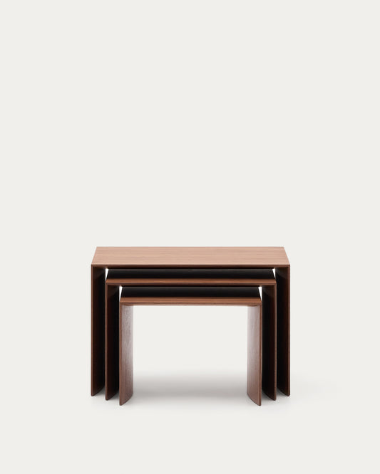 Litto set of 3 walnut veneer nesting tables 60 x 40 / 51 x 36 / 42 x 31 cm
