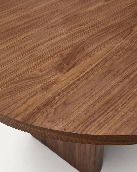 Nealy round table with a walnut veneer in a dark finish, Ø 150 cm