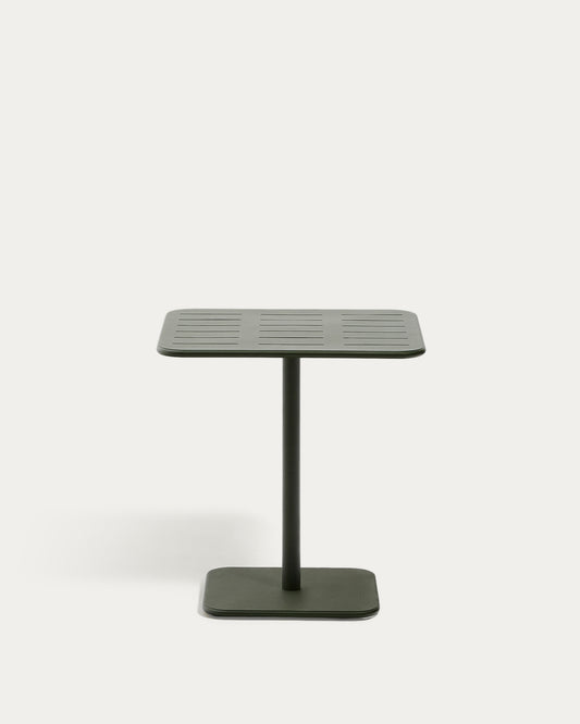Brai outdoor table in green galvanised steel 70 x 70cm