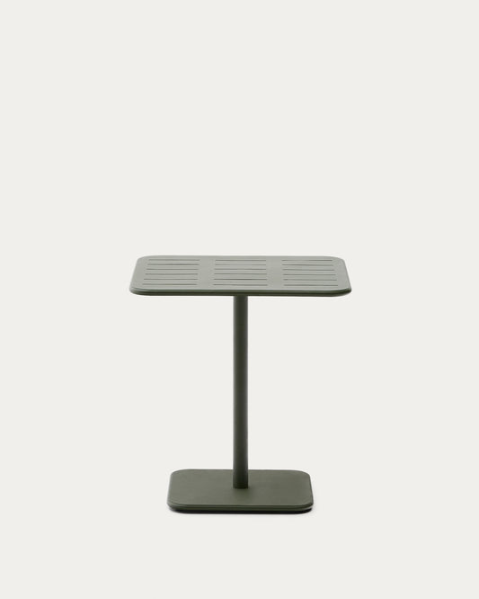 Brai outdoor table in green galvanised steel 70 x 70cm