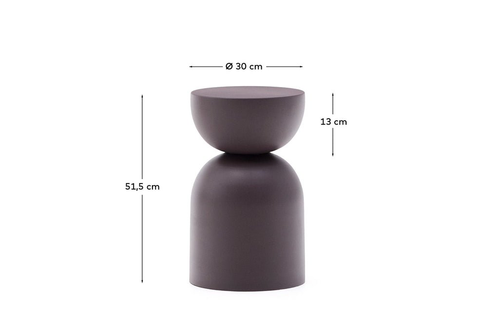Side table Rachell made of metal with a purple painted finish Ø30 cm