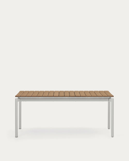 Canyelles outdoor extendable table in polywood and aluminium in light grey 180 (240) x 100cm