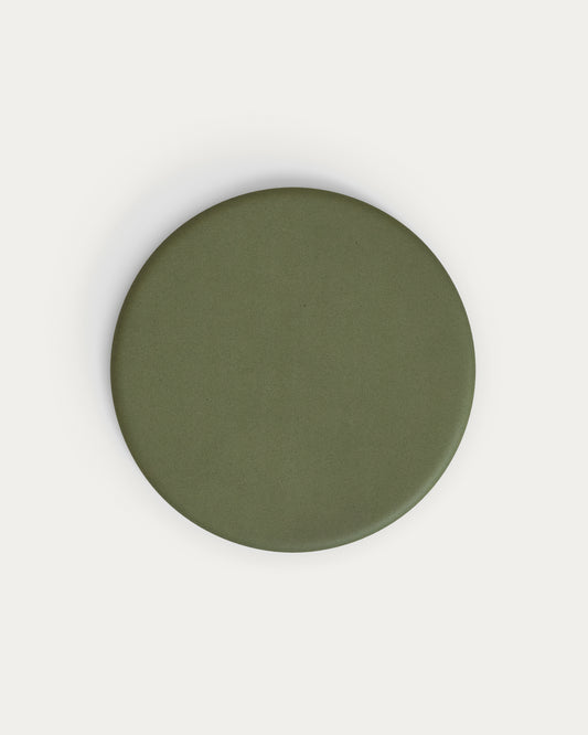Esilda outdoor round table with green cement top Ø70cm and green steel base Ø42x45cm
