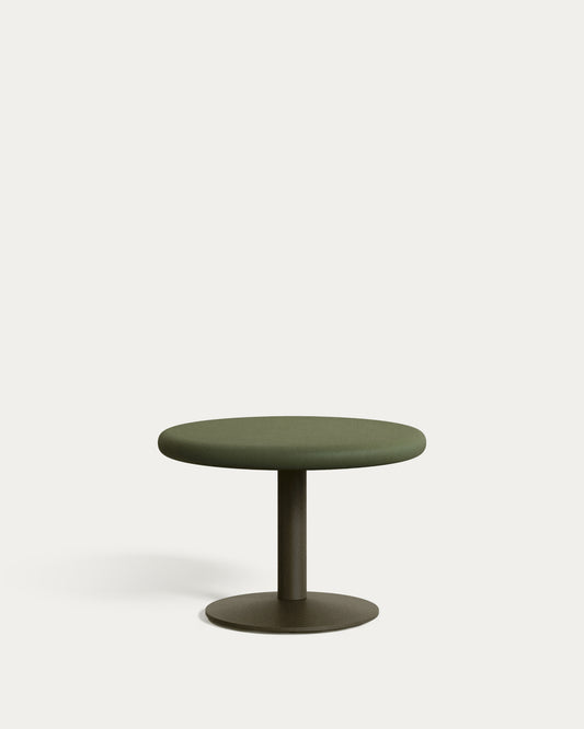 Esilda outdoor round table with green cement top Ø70cm and green steel base Ø42x45cm