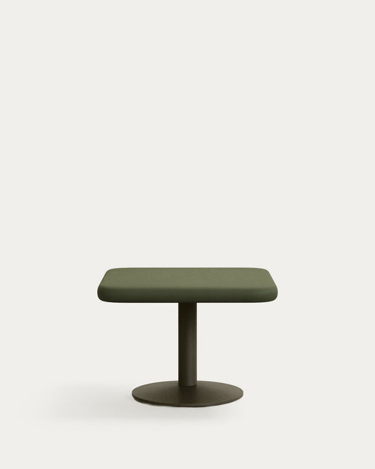 Esilda outdoor table with green cement top 70x70cm and green steel base Ø42x45cm