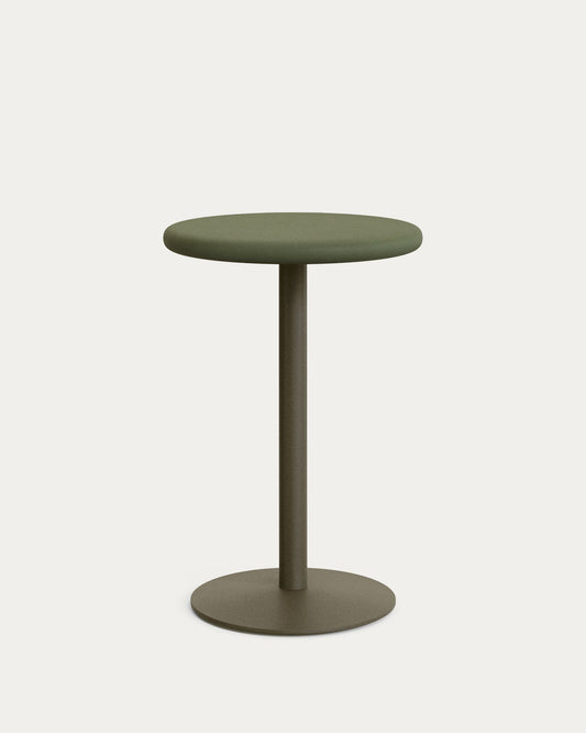 Esilda outdoor tall round table with green cement top Ø70cm and green steel base Ø55x96cm